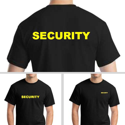 Black Security t-shirt - yellow imprint - Tshirt By Design
