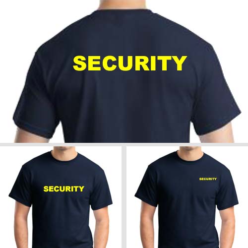 Navy Security T-Shirts - Yellow Imprint - Tshirt By Design