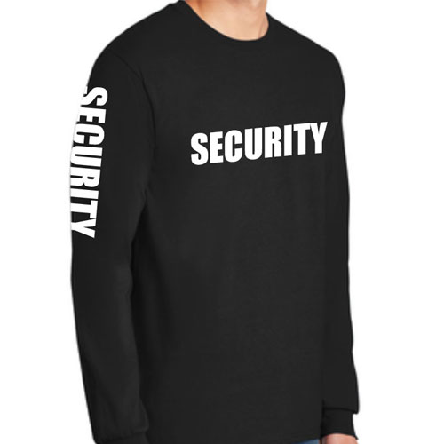 Long Sleeve Security Shirt with sleeve printing | TshirtByDesign.com