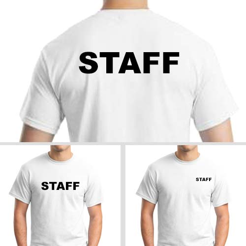 White Staff t-shirt with black imprint - Tshirt By Design
